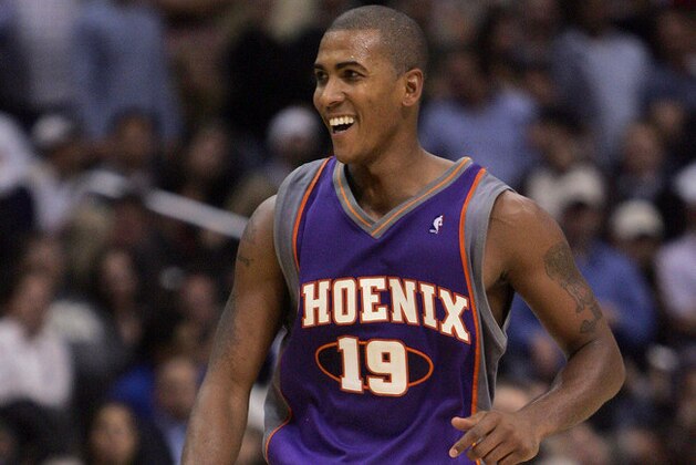 Phoenix Suns' Raja Bell reacts after basket late in the second half against the Los Angeles Lakers on Thursday, Nov. 3, 2005, in Los Angeles. The Suns won 122-112. (AP Photo/Chris Carlson)