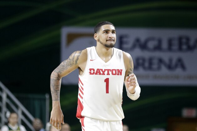Dayton's Obi Toppin (1) is seen during the second half of an NCAA college basketball game against George Mason, Tuesday, Feb. 25, 2020, in Fairfax, Va. Dayton won 62-55. (AP Photo/Luis M. Alvarez)