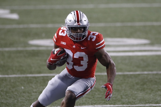 Ohio State running back Master Teague plays against Rutgers during an NCAA college football game Saturday, Nov. 7, 2020, in Columbus, Ohio. (AP Photo/Jay LaPrete)