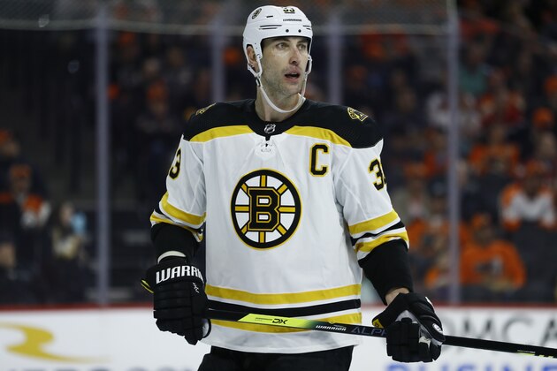 Boston Bruins' Zdeno Chara plays during an NHL hockey game against the Philadelphia Flyers, Tuesday, March 10, 2020, in Philadelphia. (AP Photo/Matt Slocum)