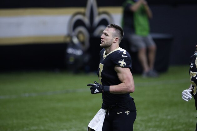 New Orleans Saints quarterback Taysom Hill (7) walks off the field after an NFL football game against the San Francisco 49ers in New Orleans, Sunday, Nov. 15, 2020. (AP Photo/Butch Dill)