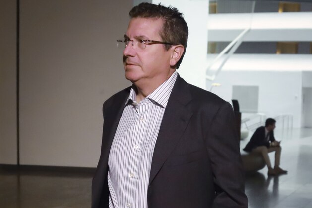 Washington Redskins owner Daniel Snyder arrives for an NFL owners meeting in New York, Thursday, Feb. 20, 2020. The NFL's labor committee met Thursday morning before presenting to the owners the current state of ongoing negotiations with the players' union on a new labor agreement. With the league eager to reach a collective bargaining agreement with the players in the next few weeks _ the current deal runs out in March 2021 _ team representatives were summoned to New York to discuss the NFL's proposal. (AP Photo/Bebeto Matthews)