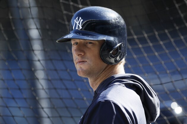 New York Yankees first baseman DJ LeMahieu prepares to take batting practice before Game 3 of baseball's American League Championship Series against the Houston Astros, Tuesday, Oct. 15, 2019, in New York. (AP Photo/Matt Slocum)