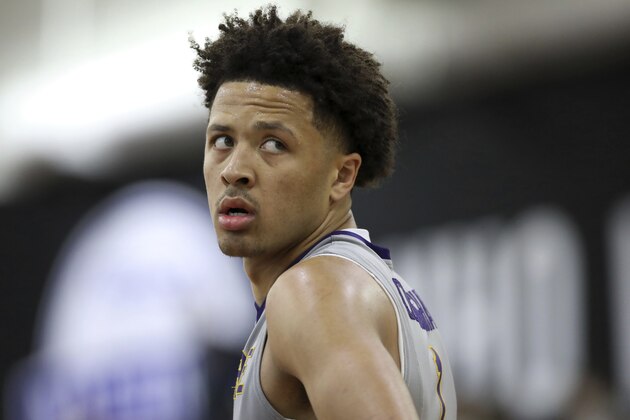 Montverde's Cade Cunningham #1 in action against NSU University School in a Boys Quarterfinal game at the Geico High School Basketball Nationals in the Queens borough of New York on Thursday, April 4, 2019. (AP Photo/Gregory Payan)
