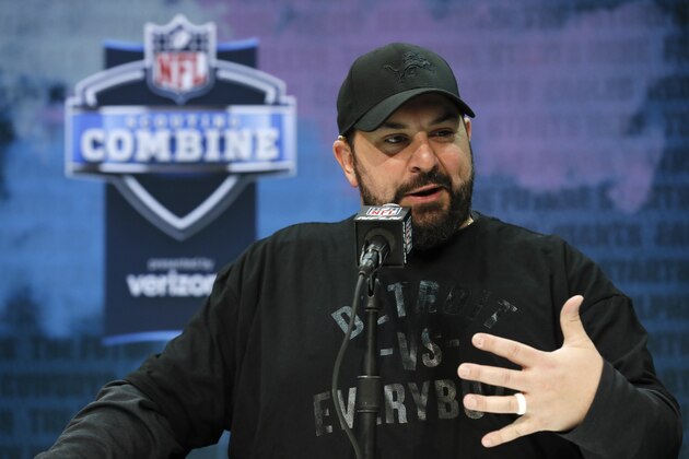 Detroit Lions head coach Matt Patricia speaks during a press conference at the NFL football scouting combine in Indianapolis, Tuesday, Feb. 25, 2020. (AP Photo/Charlie Neibergall)