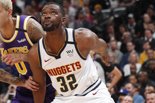 Denver Nuggets forward Noah Vonleh in the second half of an NBA basketball game Wednesday, Feb. 12, 2020, in Denver. The Lakers won 120-116 in overtime. (AP Photo/David Zalubowski)