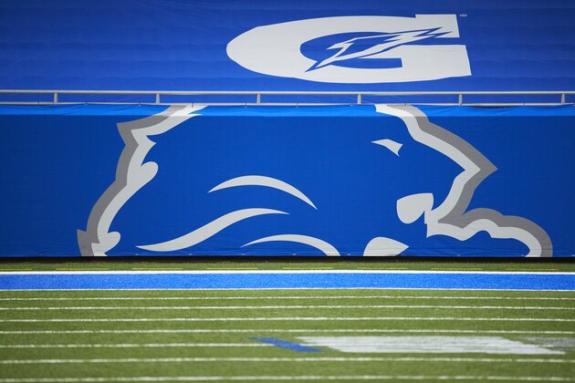 Gatorade logo on the trap over the seat during an NFL football game between the Detroit Lions and Indianapolis Colts in Detroit, Sunday, Nov. 1, 2020. (AP Images/Rick Osentoski)
