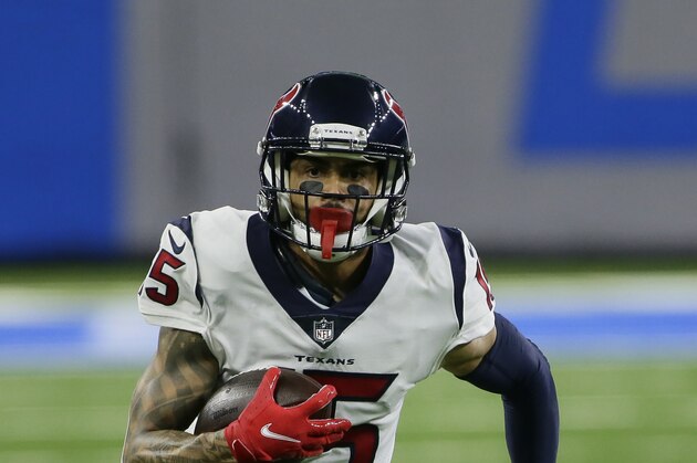 Houston Texans wide receiver Will Fuller plays during the second half of an NFL football game against the Detroit Lions, Thursday, Nov. 26, 2020, in Detroit. (AP Photo/Duane Burleson)