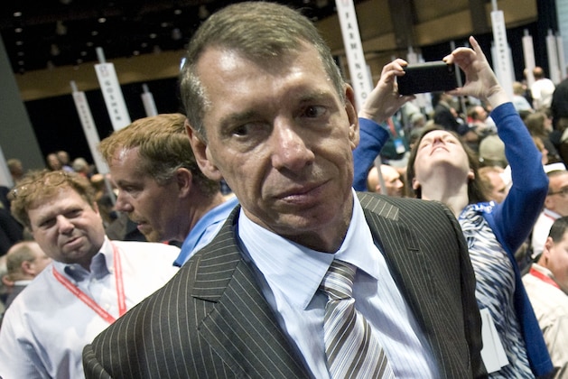 FILE - In this May 18, 2012, file photo, WWE chairman Vince McMahon attends the Republican state convention in Hartford, Conn. WWE is set to hold its Crown Jewel event Friday, Nov. 2, 2018, in Riyadh, Saudi Arabia. The lucrative deal with Saudi Arabia has prompted fans and politicians to criticize WWE's decision to continue with the event. AP Photo/Jessica Hill, File)