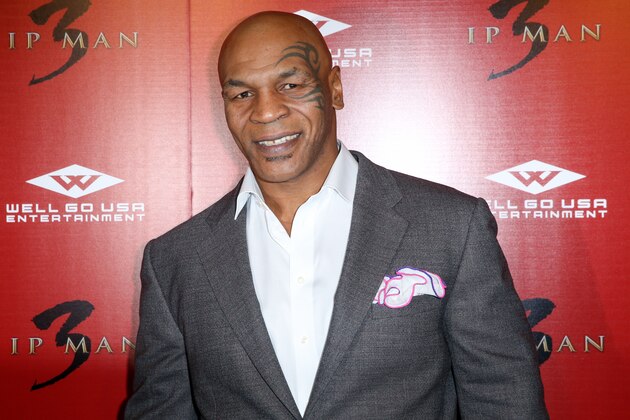 FILE - In this Jan. 20, 2016 file photo, Mike Tyson arrives at the Premiere of FILE - In this Jan. 20, 2016 file photo, Mike Tyson arrives at the Premiere of