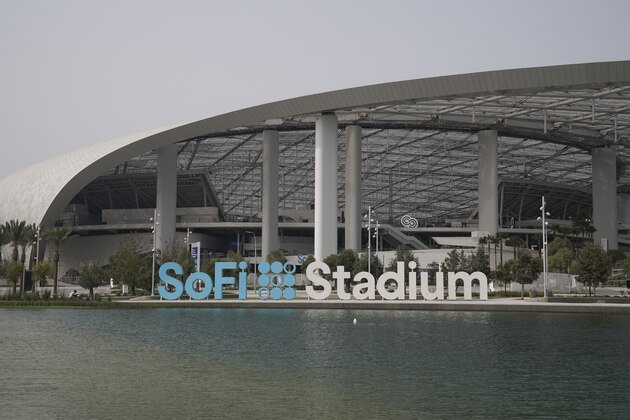 The Exterior of SoFi Stadium is shown before the Los Angeles Rams play the Dallas Cowboys in an NFL football game Sunday, Sept. 13, 2020, in Inglewood, Calif. (AP Photo/Jae C. Hong )