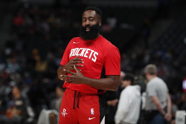 Houston Rockets guard James Harden (13) in the first half of an NBA basketball game Wednesday, Nov. 20, 2019, in Denver. (AP Photo/David Zalubowski) Houston Rockets guard James Harden (13) in the first half of an NBA basketball game Wednesday, Nov. 20, 2019, in Denver. (AP Photo/David Zalubowski)