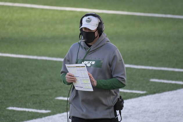 New York Jets head coach Adam Gase on the sidelines during the first half an NFL football game against the Las Vegas Raiders, Sunday, Dec. 6, 2020, in East Rutherford, N.J. (AP Photo/Bill Kostroun) New York Jets head coach Adam Gase on the sidelines during the first half an NFL football game against the Las Vegas Raiders, Sunday, Dec. 6, 2020, in East Rutherford, N.J. (AP Photo/Bill Kostroun)