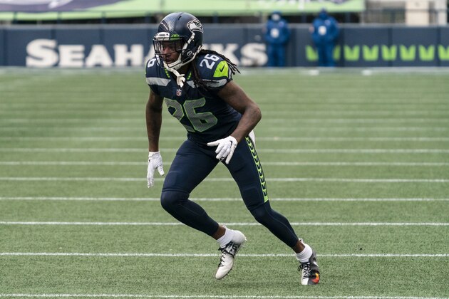 Seattle Seahawks cornerback Shaquill Griffin is pictured during the first half of an NFL football game against the New York Giants, Sunday, Dec. 6, 2020, in Seattle. The Giants won 17-12. (AP Photo/Stephen Brashear)