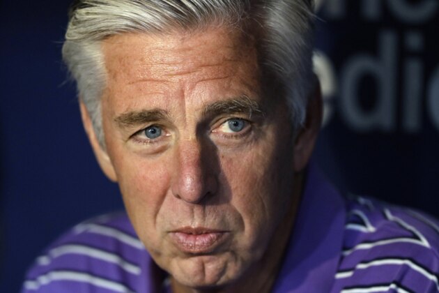 FILE - In this April 19, 2019, file photo, Boston Red Sox general manager Dave Dombrowski talks before the team's baseball game against the Tampa Bay Rays in St. Petersburg, Fla. The Philadelphia Phillies have hired Dombrowski as president of baseball operations, according to two people familiar with the decision. The people spoke to The Associated Press on condition of anonymity because the team hasnâ€™t announced the hiring. (AP Photo/Chris O'Meara, File)