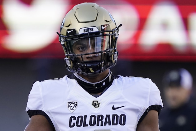 Colorado wide receiver Brenden Rice (2) in the first half during an NCAA college football game against Arizona, Saturday, Dec. 5, 2020, in Tucson, Ariz. (AP Photo/Rick Scuteri)