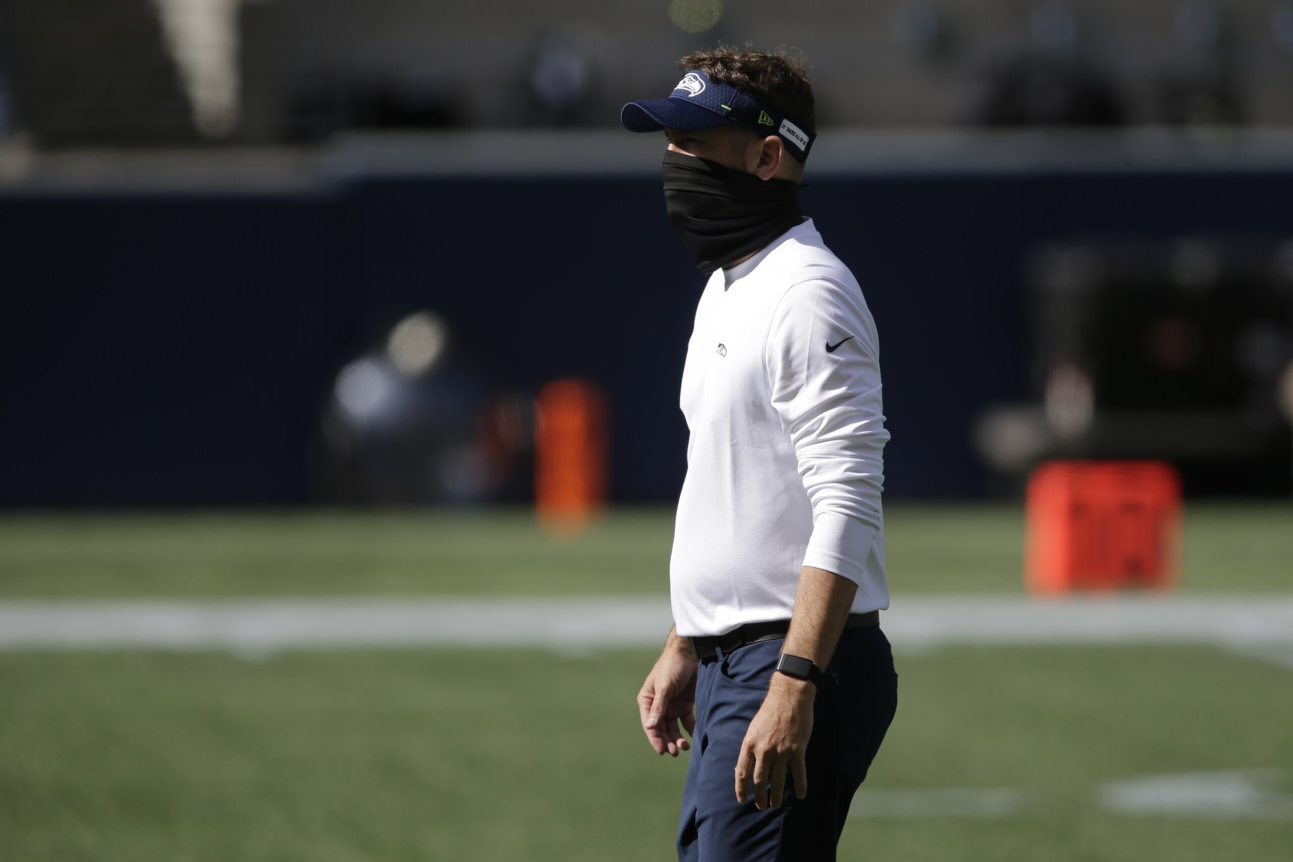Seattle Seahawks offensive coordinator offensive coordinator Brian Schottenheimer before an NFL football game against the Dallas Cowboys, Sunday, Sept. 27, 2020, in Seattle. (AP Photo/John Froschauer) Seattle Seahawks offensive coordinator offensive coordinator Brian Schottenheimer before an NFL football game against the Dallas Cowboys, Sunday, Sept. 27, 2020, in Seattle. (AP Photo/John Froschauer)