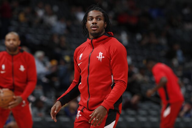 Houston Rockets guard Chris Clemons (3) in the first half of an NBA basketball game Wednesday, Nov. 20, 2019, in Denver. (AP Photo/David Zalubowski)