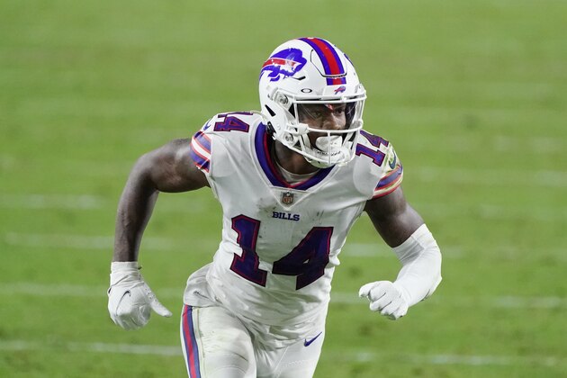 Buffalo Bills wide receiver Stefon Diggs (14)during the second half of an NFL football game against the San Francisco 49ers, Monday, Dec. 7, 2020, in Glendale, Ariz. (AP Photo/Rick Scuteri)