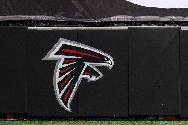 A Gatorade logo banner covers the seats before an NFL football game between the Atlanta Falcons and the Seattle Seahawks, Sunday, Sept. 13, 2020, in Atlanta. The Seattle Seahawks won 38-25. (AP Photo/Danny Karnik)