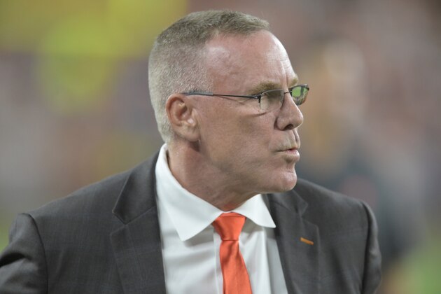 Cleveland Browns general manager John Dorsey walks on the field before an NFL football game against the Los Angeles Rams, Sunday, Sept. 22, 2019, in Cleveland. The Rams won 20-13. (AP Photo/David Richard)