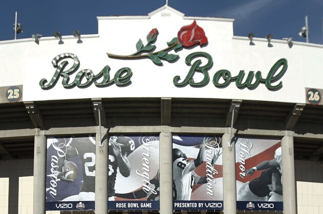 FILE - This Jan. 2, 2012, file photo, shows the facade of the Rose Bowl in Pasadena, Calif. Operators of Pasadena's Rose Bowl aren't interested in hosting an NFL team, the he Los Angeles Times reported. Members of the Rose Bowl Operating Co. said they'd rather focus on landing an annual music and arts festival for the landmark arena. (AP Photo/Matt Sayles, File) FILE - This Jan. 2, 2012, file photo, shows the facade of the Rose Bowl in Pasadena, Calif. Operators of Pasadena's Rose Bowl aren't interested in hosting an NFL team, the he Los Angeles Times reported. Members of the Rose Bowl Operating Co. said they'd rather focus on landing an annual music and arts festival for the landmark arena. (AP Photo/Matt Sayles, File)