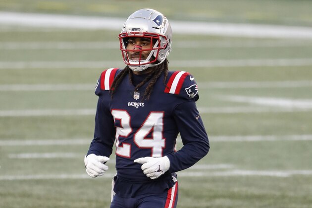New England Patriots' Stephon Gilmore during an NFL football game against the Arizona Cardinals at Gillette Stadium, Sunday, Nov. 29, 2020 in Foxborough, Mass. (Winslow Townson/AP Images for Panini)