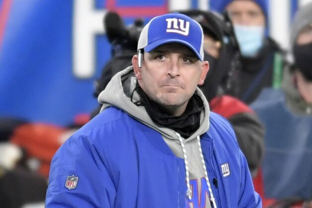 New York Giants head coach Joe Judge reacts during the second half of an NFL football game against the Tampa Bay Buccaneers, Monday, Nov. 2, 2020, in East Rutherford, N.J. (AP Photo/Bill Kostroun)