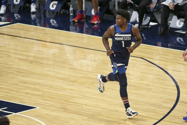 Minnesota Timberwolves guard Anthony Edwards plays against the Detroit Pistons during an NBA basketball game, Wednesday, Dec. 23, 2020, in Minneapolis. (AP Photo/Andy Clayton- King)