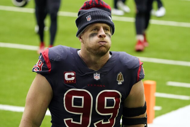 Houston Texans defensive end J.J. Watt leaves the field after a losing an NFL football game against the Cincinnati Bengals Sunday, Dec. 27, 2020, in Houston. The Bengals won 37-31. (AP Photo/Eric Christian Smith) Houston Texans defensive end J.J. Watt leaves the field after a losing an NFL football game against the Cincinnati Bengals Sunday, Dec. 27, 2020, in Houston. The Bengals won 37-31. (AP Photo/Eric Christian Smith)