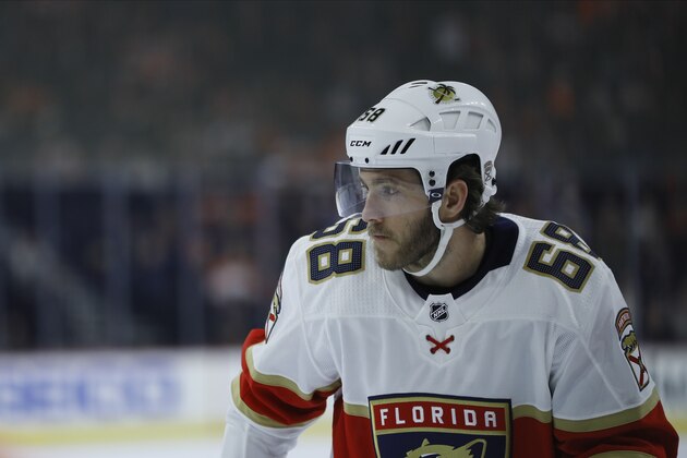 Florida Panthers' Mike Hoffman plays during an NHL hockey game against the Philadelphia Flyers, Monday, Feb. 10, 2020, in Philadelphia. (AP Photo/Matt Slocum)