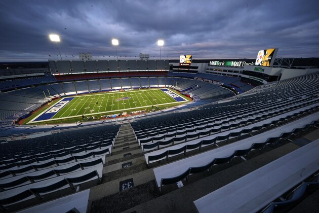 This is Bills Stadium before an NFL football game between the Buffalo Bills and the Pittsburgh Steelers in Orchard Park, N.Y., Sunday, Dec. 13, 2020. (AP Photo/Gene J. Puskar)