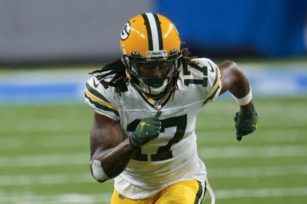 Green Bay Packers wide receiver Davante Adams (17) plays against the Detroit Lions during the second half of an NFL football game, Sunday, Dec. 13, 2020, in Detroit. (AP Photo/Paul Sancya) Green Bay Packers wide receiver Davante Adams (17) plays against the Detroit Lions during the second half of an NFL football game, Sunday, Dec. 13, 2020, in Detroit. (AP Photo/Paul Sancya)
