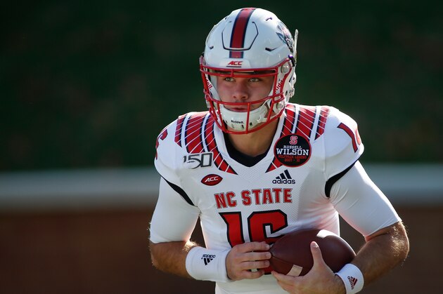 North Carolina State quarterback Bailey Hockman runs in the first half of an NCAA college football game against Wake Forest in Winston-Salem, N.C., Saturday, Nov. 2, 2019. (AP Photo/Nell Redmond)