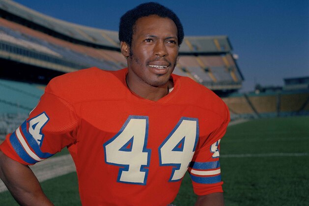 Floyd Little, running back for the Denver Broncos, 1972. Location unknown. (AP Photo)