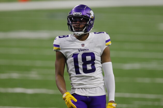 Minnesota Vikings wide receiver Justin Jefferson plays during the first half of an NFL football game against the Detroit Lions, Sunday, Jan. 3, 2021, in Detroit. (AP Photo/Al Goldis)