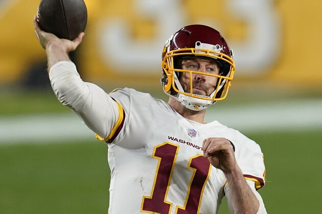Washington Football Team quarterback Alex Smith (11) plays in an NFL football game against the Pittsburgh Steelers, Monday, Dec. 7, 2020, in Pittsburgh. (AP Photo/Keith Srakocic)