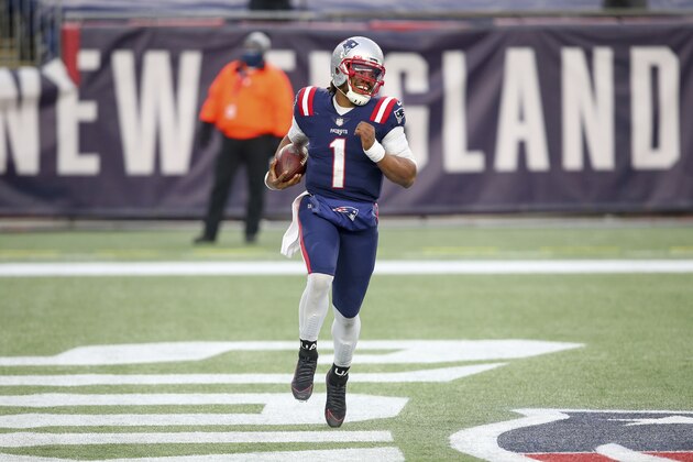 New England Patriots quarterback Cam Newton (1) during an NFL football game against the New York Jets, Sunday, Jan. 3, 2021, in Foxborough, Mass. (AP Photo/Stew Milne) New England Patriots quarterback Cam Newton (1) during an NFL football game against the New York Jets, Sunday, Jan. 3, 2021, in Foxborough, Mass. (AP Photo/Stew Milne)