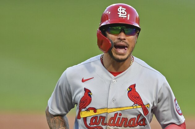 St. Louis Cardinals' Kolten Wong runs to the dugout during the ninth inning of a baseball game against the Pittsburgh Pirates, Sunday, Sept. 20, 2020, in Pittsburgh. The Pirates won 2-1. (AP Photo/David Dermer)
