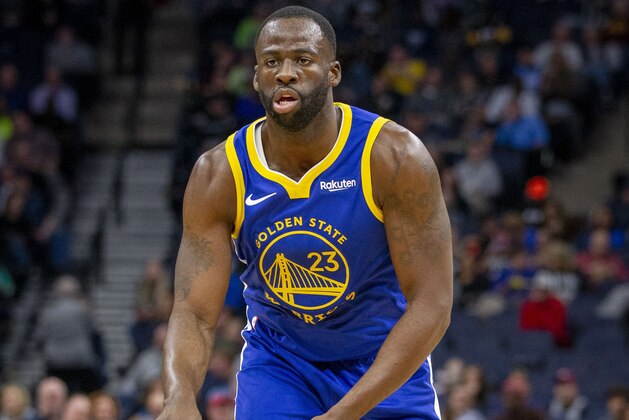 Golden State Warriors forward Draymond Green (23) dribbles up court against the Minnesota Timberwolves in the second half of an NBA basketball game Thursday, Jan. 2, 2020, in Minneapolis. The Timberwolves won 99-84. (AP Photo/Bruce Kluckhohn)