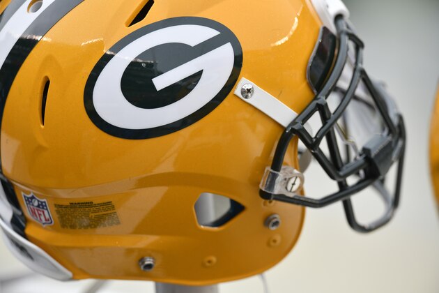 General view of a Green Bay Packers helmet on the bench during an NFL football game between the Cleveland Browns and the Green Bay Packers, Sunday, Dec. 10, 2017, in Cleveland. The Packers won 27-21 in overtime. (AP Photo/David Richard)