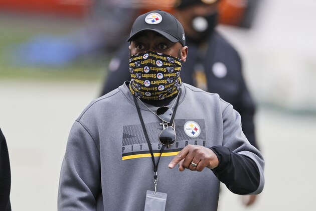Pittsburgh Steelers head coach Mike Tomlin is shown before an NFL football game against the Cleveland Browns, Sunday, Jan. 3, 2021, in Cleveland. (AP Photo/Ron Schwane)