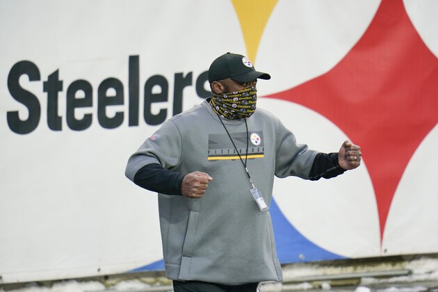 Pittsburgh Steelers head coach Mike Tomlin celebrates after an NFL football game against the Indianapolis Colts, Sunday, Dec. 27, 2020, in Pittsburgh. The Steelers won 28-24. (AP Photo/Gene J. Puskar)
