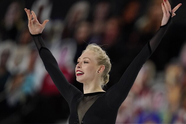 Bradie Tennell performs during the women's short program at the U.S. Figure Skating Championships, Thursday, Jan. 14, 2021, in Las Vegas. (AP Photo/John Locher)