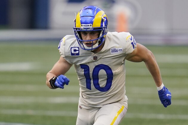 Los Angeles Rams wide receiver Cooper Kupp (10) during an NFL football game against the Seattle Seahawks, Sunday, Dec. 27, 2020, in Seattle. (AP Photo/Elaine Thompson)