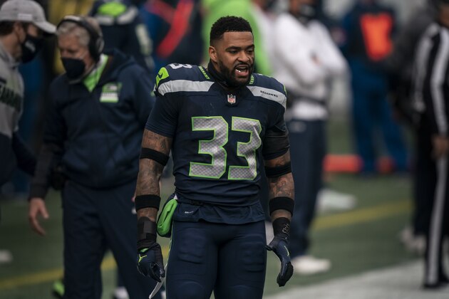 Seattle Seahawks defensive back Jamal Adams is pictured before an NFL wild-card playoff football game against the Los Angeles Rams, Saturday, Jan. 9, 2021, in Seattle. The Rams won 30-20. (AP Photo/Stephen Brashear)