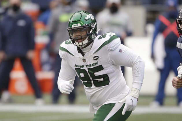 New York Jets defensive tackle Quinnen Williams in action against the Seattle Seahawks in an NFL football game, Sunday, Dec. 13, 2020, in Seattle. (AP Photo/Lindsey Wasson)