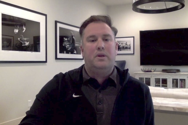 This screen grab from a Zoom call shows New York Mets general manager Jared Porter Monday, Dec. 14, 2020. Mets general manager Jared Porter sent graphic, uninvited text messages and images to a female reporter in 2016 when he was working for the Chicago Cubs in their front office, ESPN reported Monday night, Jan. 18, 2021. (Zoom via AP, File)