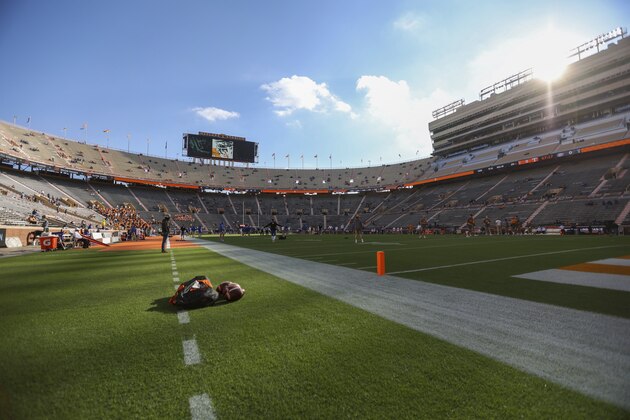 General view before the game between the Tennessee Volunteers and the Florida Gators at Neyland Stadium in Knoxville, Tenn., Dec. 5, 2020. (Randy Sartin/Knoxville News Sentinel via AP, Pool)