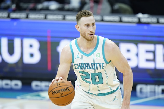 Charlotte Hornets' Gordon Hayward plays during an NBA basketball game against the Philadelphia 76ers, Monday, Jan. 4, 2021, in Philadelphia. (AP Photo/Matt Slocum)